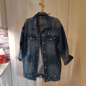 Distressed Jean Jacket Size Large